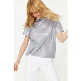 Trendyol Silver Foil Printed Regular/Regular Fit Knitted Blouse