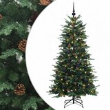  Umjetno božićno drvce s nogom 150 cm 150 LED lampica - Zelena 150 cm s LED-ima i crnim lopticama | shoptok.hr