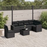  7-dijelni set vrtnih sofa od poliratana s jastucima crni Cijene