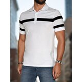 DStreet Koszulka męska polo z paskami biała | shoptok.hr