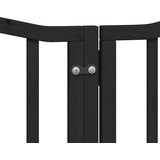 vidaXL Ograda za pse z vrati zložljiva 9 panelov črna 450 cm les | Shoptok.si