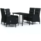  5-dijelni vrtni blagovaonski set s jastucima crni | shoptok.hr