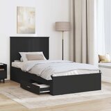  Krevetna konstrukcija s uzglavljem Crna i srebrna 90 x 200 cm | shoptok.hr