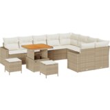 vidaXL Set od 12 komada vrtnog sofa s jastučićima Bež Poli Ratan Akacija | shoptok.hr