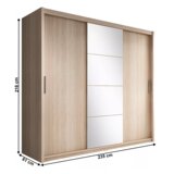 Kondela Garderobna omara z drsnimi vrati, hrast sonoma, 235x216, CHIARA | Shoptok.si