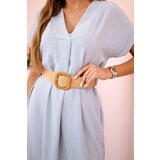Kesi Włoski Dress with a decorative belt grey | Shoptok.si