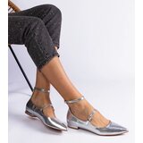 Gemre Silver flat pumps with buckles Ewerida | Eponuda.ba