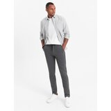 Ombre Men's knitted pants with elastic waistband - dark grey Cene