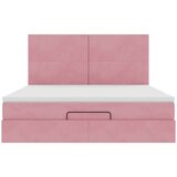  Otomanski posteljni okvir z vzmetnicami roza 160x200cm žamet, (22054201) | Shoptok.si
