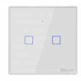 SONOFF T2-TX smart-home dvostruki zidni prekidač, belo staklo sa led indikacijom, 86x86mm, rf 433MHz & wifi 2.4GHz kontrola, timer i smart scenarija, besplatna ewelink app, amazon alexa / google assistant & nest / ifttt | ePonuda.com