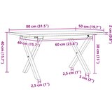  Stolić za kavu X-oblika 80x50x40 cm borovina i čelik | shoptok.hr