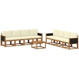 vidaXL Zunanja garnitura za sedenje z blazino 7 pcs Naravna in smetana, (5000279973) | Shoptok.si