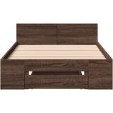 vidaXL Posteljni okvir s predalom rjavi hrast 90x200 cm inž. les | Shoptok.si