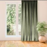  Curtain MILANA color olive style classic flex 9.5 cm with double pleat chenille 140x300 HOMEDE | shoptok.hr
