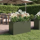  Vrtna saksija Maslinastozelena 80 x 40 x 50 cm Čelična vrata | shoptok.hr