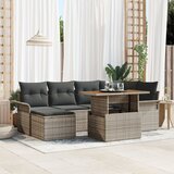vidaXL vrtni kavč set Set 7 Siva Poli ratan, Jeklo, Steklo | Shoptok.si