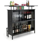  Kuhinjska barska miza z 2 stojaloma in 6 držali za kozarce, dim.120 x 50 x 106,5 cm | Shoptok.si