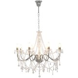 vidaXL Luster s perlama srebrni 8 žarulja E14 | shoptok.hr