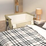 vidaXL Otroška posteljica z vzmetnico taupe lanena tkanina | Shoptok.si