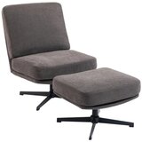 Nesta Vrtljiv lounge fotelj z naslonom za noge, lanen videz, temno siv, udoben stol za dnevno sobo, sodoben dizajn, (5000493382) | Shoptok.si