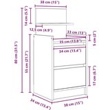 vidaXL Noćni ormarić s 2 ladice sonoma hrast 38x34x80 cm | shoptok.hr
