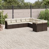  10-dijelni set vrtnih sofa od poliratana s jastucima smeđi | shoptok.hr