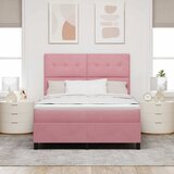  LED Box Spring Krevet Ružičasta 140 x 190 cm Baršun | Shoptok.si