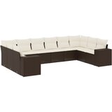  10-dijelni set vrtnih sofa od poliratana s jastucima smeđi | shoptok.hr