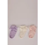 Defacto Baby Girl Seamless 3-Pack Cotton Long Socks