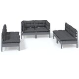 The Living Store Vrtna sedežna garnitura 6-delna z blazinami trdna borovina - Vrtna Sedežna Garnitura, (21421924) | Shoptok.si