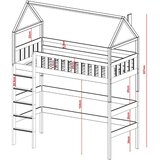  Drveni dječji povišeni krevet Otylia - bijeli - 190x90 cm - Madrac PE pjena 8 cm-spužvasti madrac | shoptok.hr