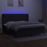  Box spring postelja z vzmetnico LED črna 200x200 cm blago, (20761098) | Shoptok.si