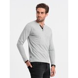 Ombre HENLEY men's neckline longsleeve - grey melange | Shoptok.si