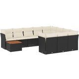  The Living Store Vrtna sedežna garnitura 11-delna z blazinami črn poli ratan - Vrtna Sedežna Garniture, (21460622) | Shoptok.si
