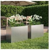 vidaXL Vrtna saksija 2 kom. Srebrna 60 x 30 x 40 cm Pocinčani čelik - Pocinčani čelik 60 x 30 x 40 cm 2 | shoptok.hr