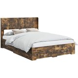  Krevetna konstrukcija s pohranom i uzglavljem Dimljeni hrast Smeđa 140 x 200 cm | Shoptok.si