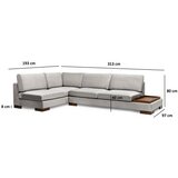 Atelier Del Sofa ugaona garnitura tulip corner left with pouf light grey | ePonuda.com