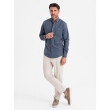 Ombre Men's linen shirt with classic collar and pockets REGULAR FIT - blue | shoptok.hr
