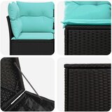  Set sofe 5 kom. Crna i Plava Poli Rattan i čelik | shoptok.hr