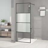 Pregrada za tuš crna 80 x 195 cm s napola mutnim staklom ESG | shoptok.hr