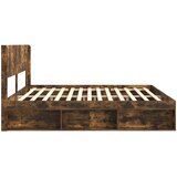  Krevetna konstrukcija s pohranom i uzglavljem Dimljeni hrast Smeđa 180 x 200 cm | Shoptok.si