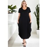 Dewberry 43964 Plus Size Jumbo Short Sleeve Dress-BLACK | shoptok.hr