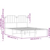  Metalni okvir za krevet s uzglavljem crni 140x190 cm | shoptok.hr