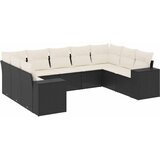  9-dijelni set vrtnih sofa s jastucima crni od poliratana Crna | Shoptok.si