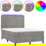  Box spring postelja z vzmetnico LED svetlo siva 140x200cm žamet, (20790977) | Shoptok.si