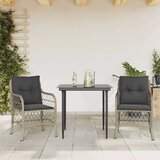  3-dijelni bistro set s jastucima svjetlosivi od poliratana Siva 80 cm table length | shoptok.hr