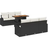 vidaXL 7-delna vrtna sedežna garnitura z blazinami Črna Poli ratan, 2-sedežna vrtna sofa z shranjevanjem in blazinami Črna Poli ratan Cene