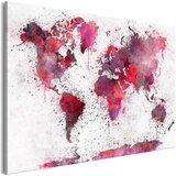  Slika - World Map: Red Watercolors (1 Part) Wide 120x80 | shoptok.hr