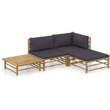  Sedežna garnitura z blazinami 4-delna temno siva bambus | Shoptok.si