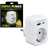 Max Power Utikač s USB punjačem GZB03UC-PD, USB-A i USB-C, 20 W Slike